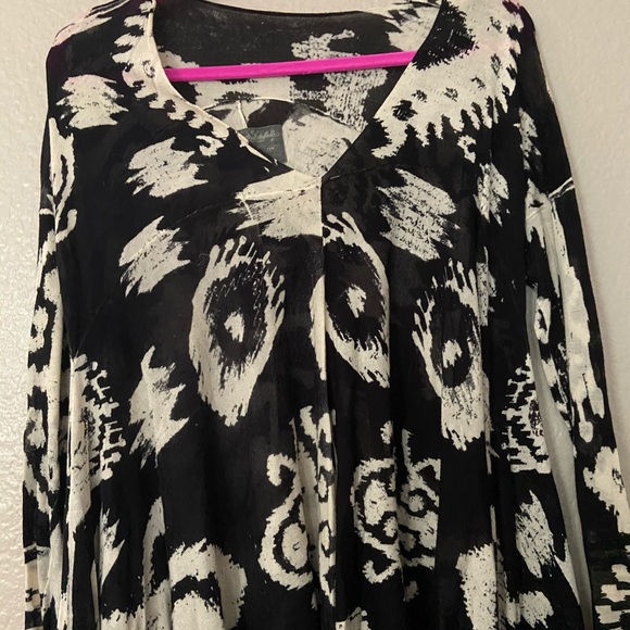 All Saints Black and White Tunic Top - Picture 3 of 6